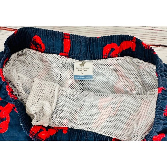 Beverly Hills Polo Club Mens Sz Large Lobster Print Swim Shorts With Mesh Lining - Picture 6 of 8